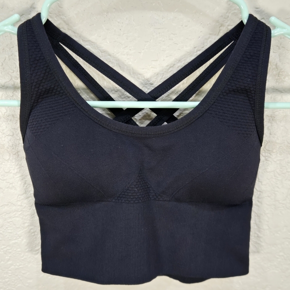 Zella Other - Zella Black Strappy Seemless Crossback Padded Sports Bra Womens XS